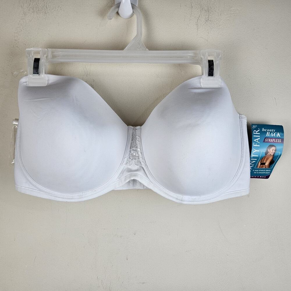 Vanity Fair Strapless Bra women sz 42DD White 74380 Beauty Back Full Figure
